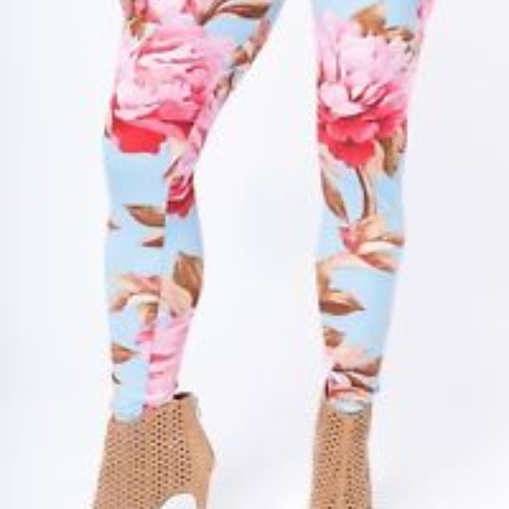 NWT Agnes & Dora Florabunda Sky Leggings S/M